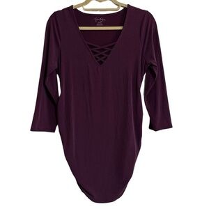 Jessica Simpson‎ maternity Long Sleeve Top Women Medium Dark Purple